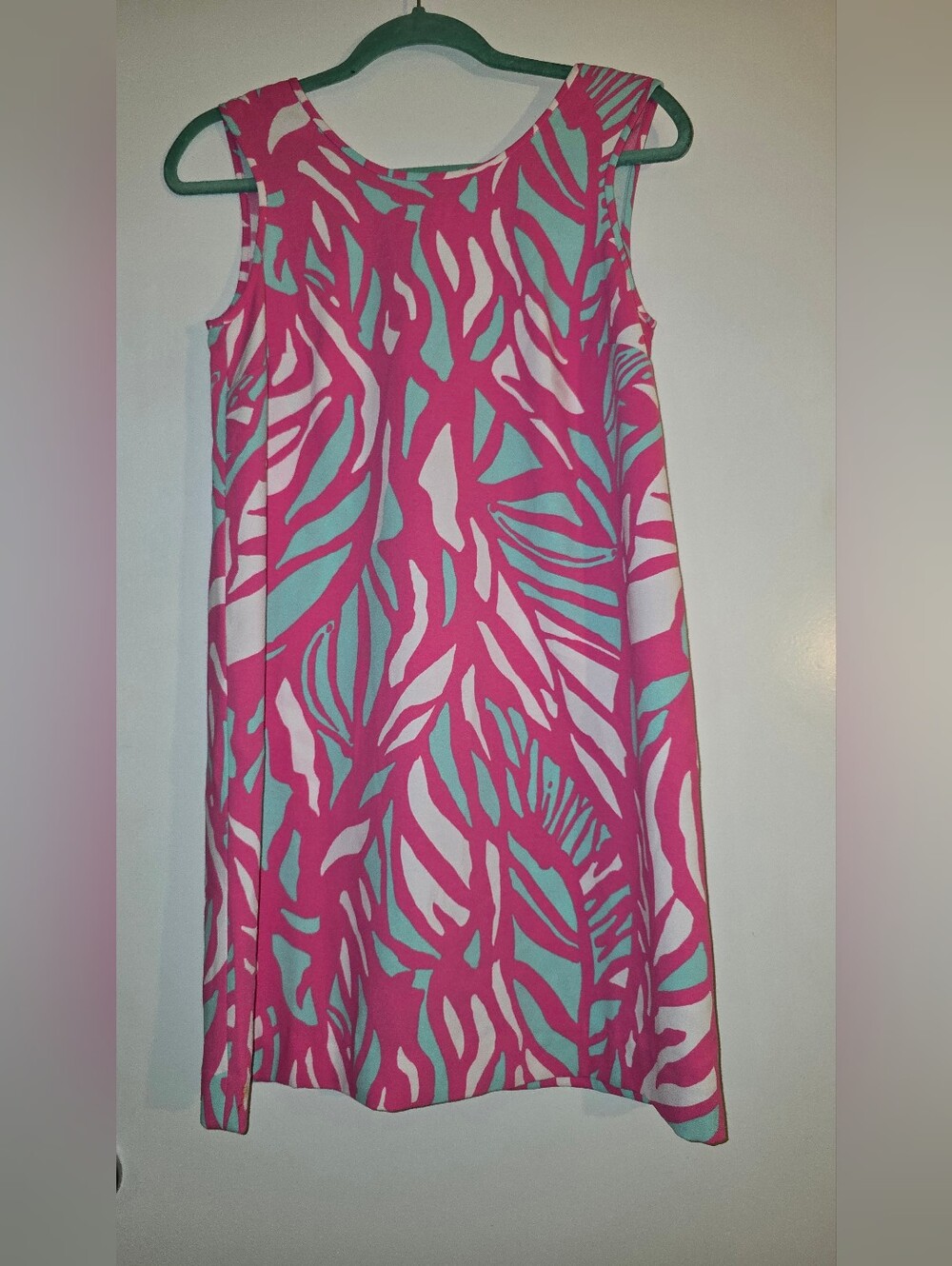 Lilly Pulitzer Pink and Aqua Tropical Print Sleeveless Dress